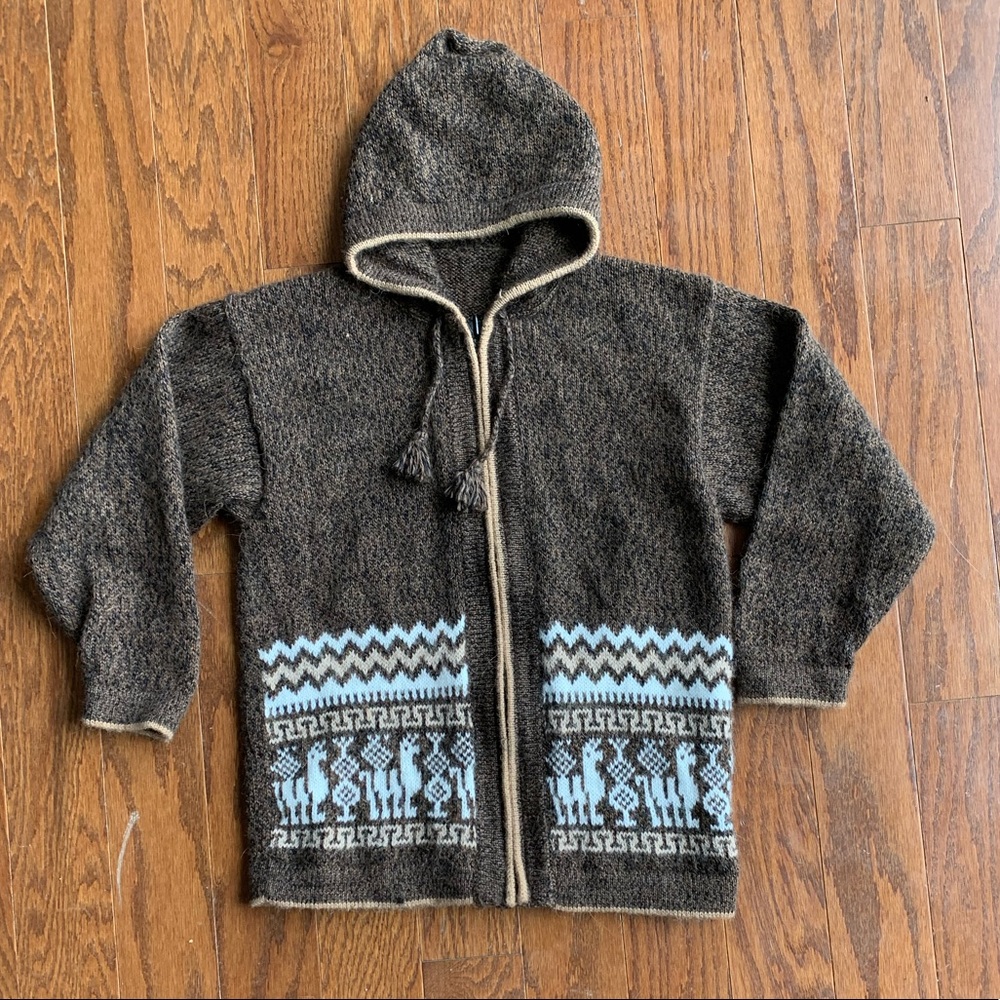 Hand knit alpaca wool sweater kid sz 5/6